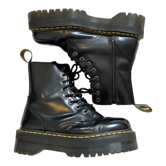 Dr. Martens Polished Black Jadon Platform Boots L8M7 - Picture 3 of 11